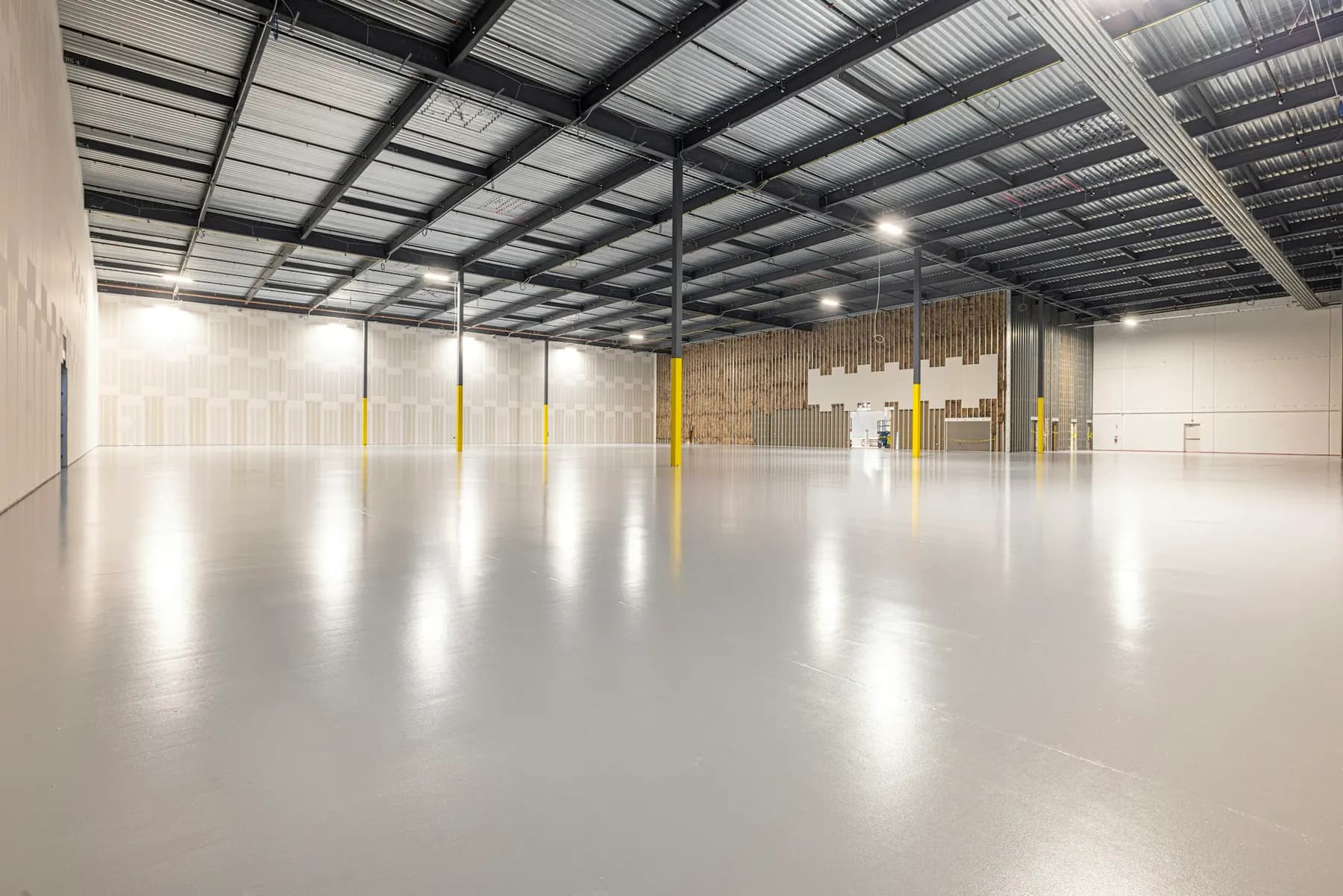 Commercial warehouse with overhead LED lighting