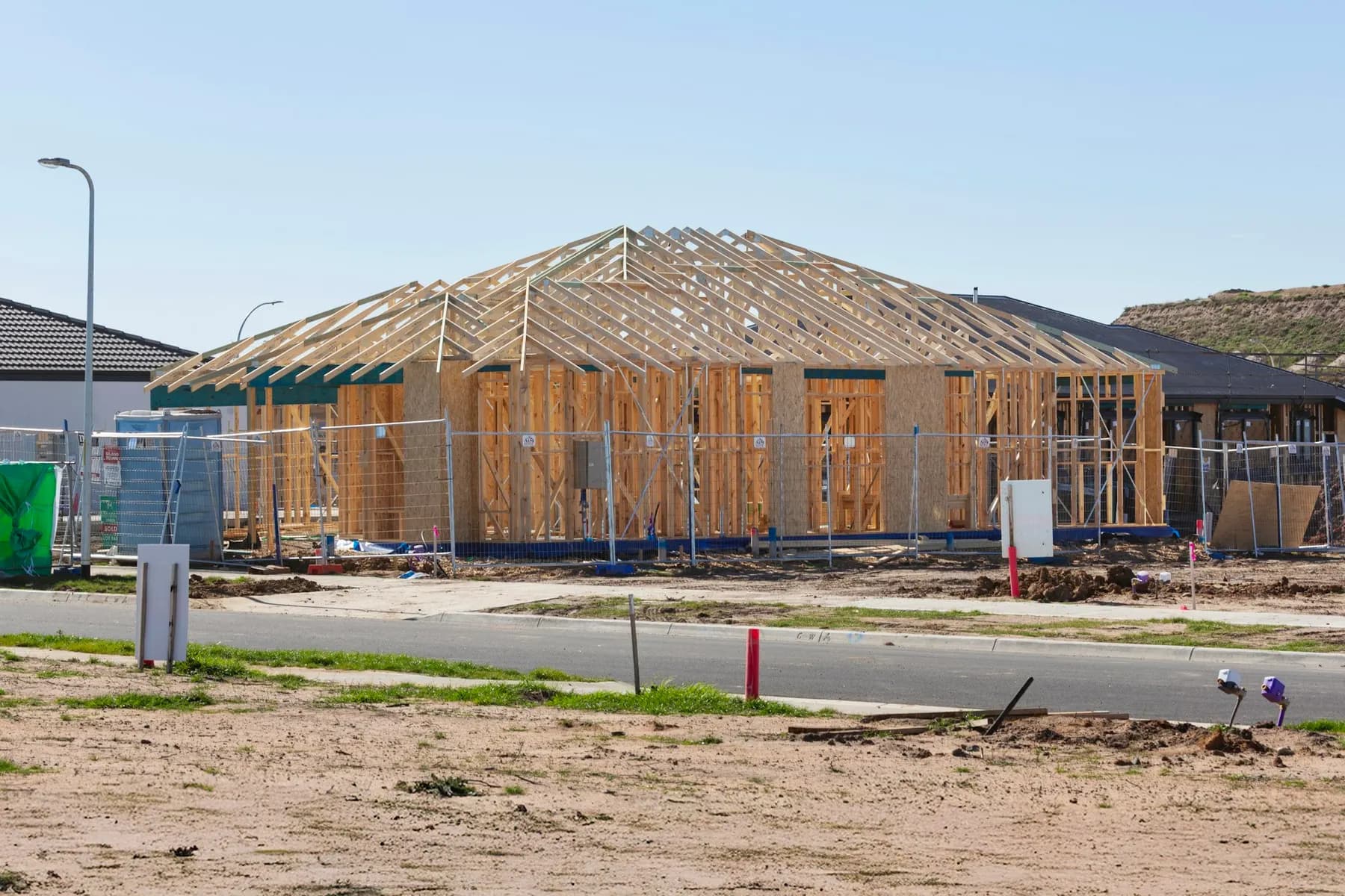New house frame under construction
